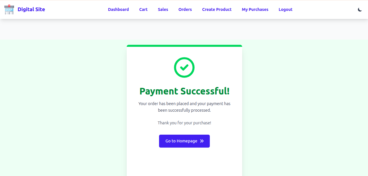 Payment success confirmation