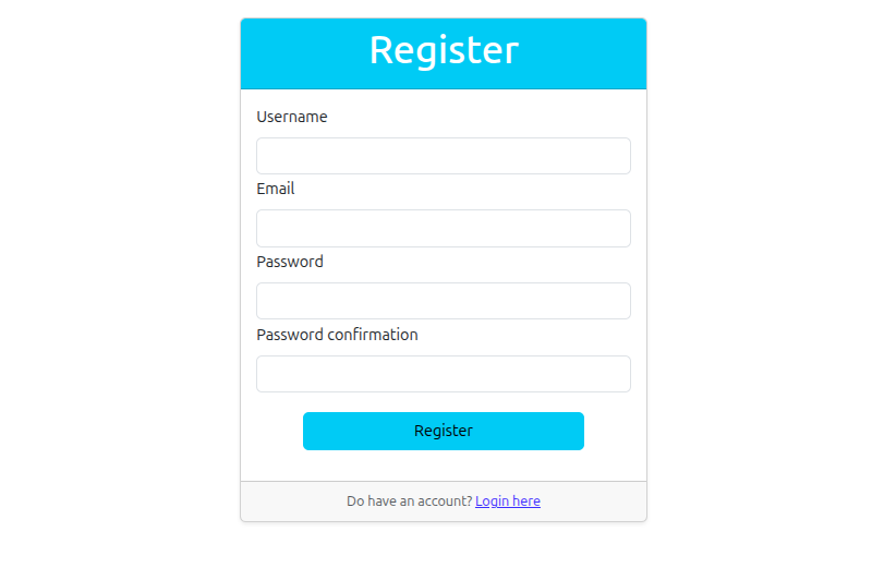 User registration form